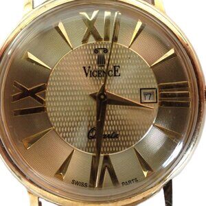 VicencE Swiss Parts 14K Gold Case Unisex Wristwatch